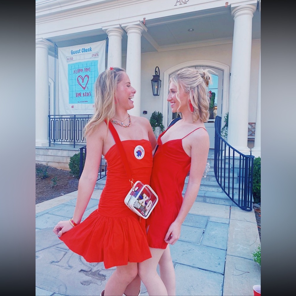 Mable Red Strapless Bubble Mini Dress